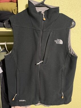 The North Face Black Fleece Vest with Gray Trim
